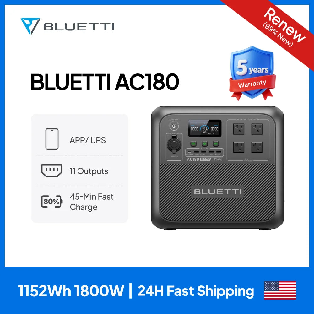【RENEW】BLUETTI AC180 Solar Portable Power Station