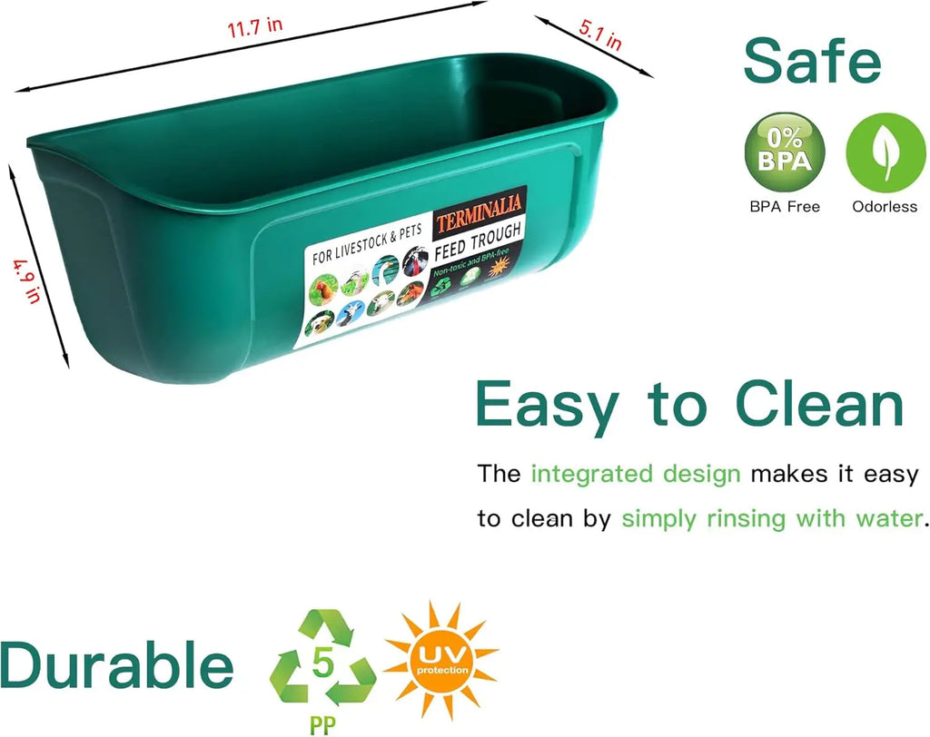 2 Pack Green Poultry Feeder with Clips