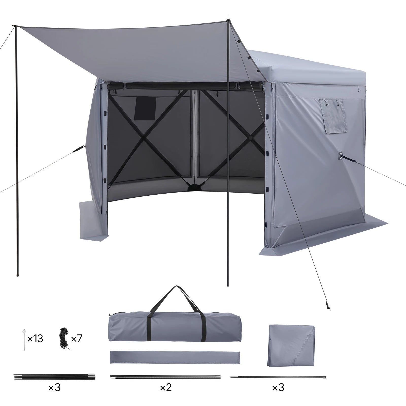SucceBuy Pop up Gazebo Screen Tent Large Camping Canopy