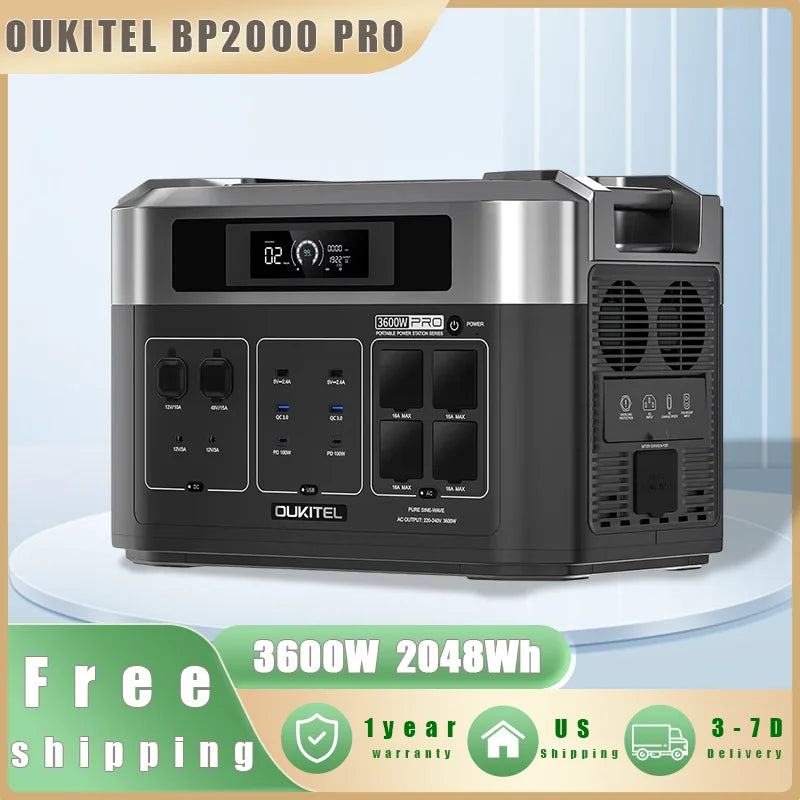 OUKITEL BP2000 PRO Portable Power Station 3600W Solar Generator