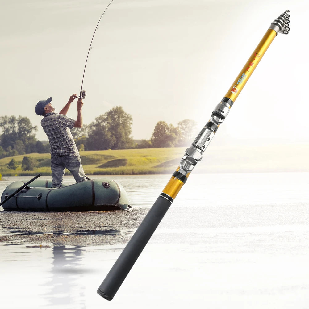Carbon Telescopic Fishing Rod 1.5m 1.8m 2.1m Travel Raft Rod Pesca Fishing Pole