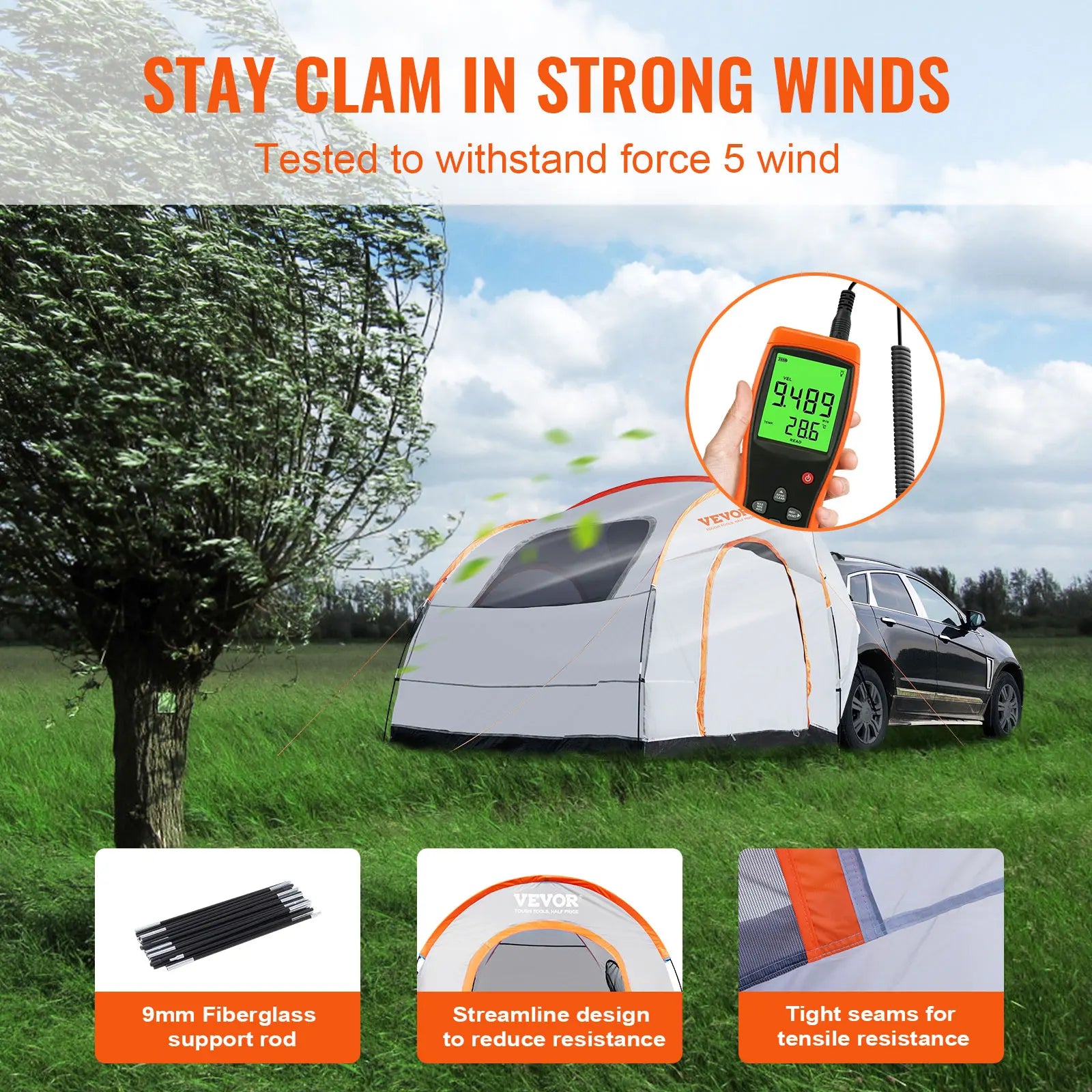 SucceBuy SUV Camping Tent 8'-8' SUV Tent Attachment