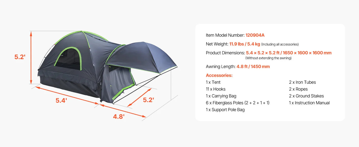 SucceBuy Pickup Truck Tent for Camping Waterproof