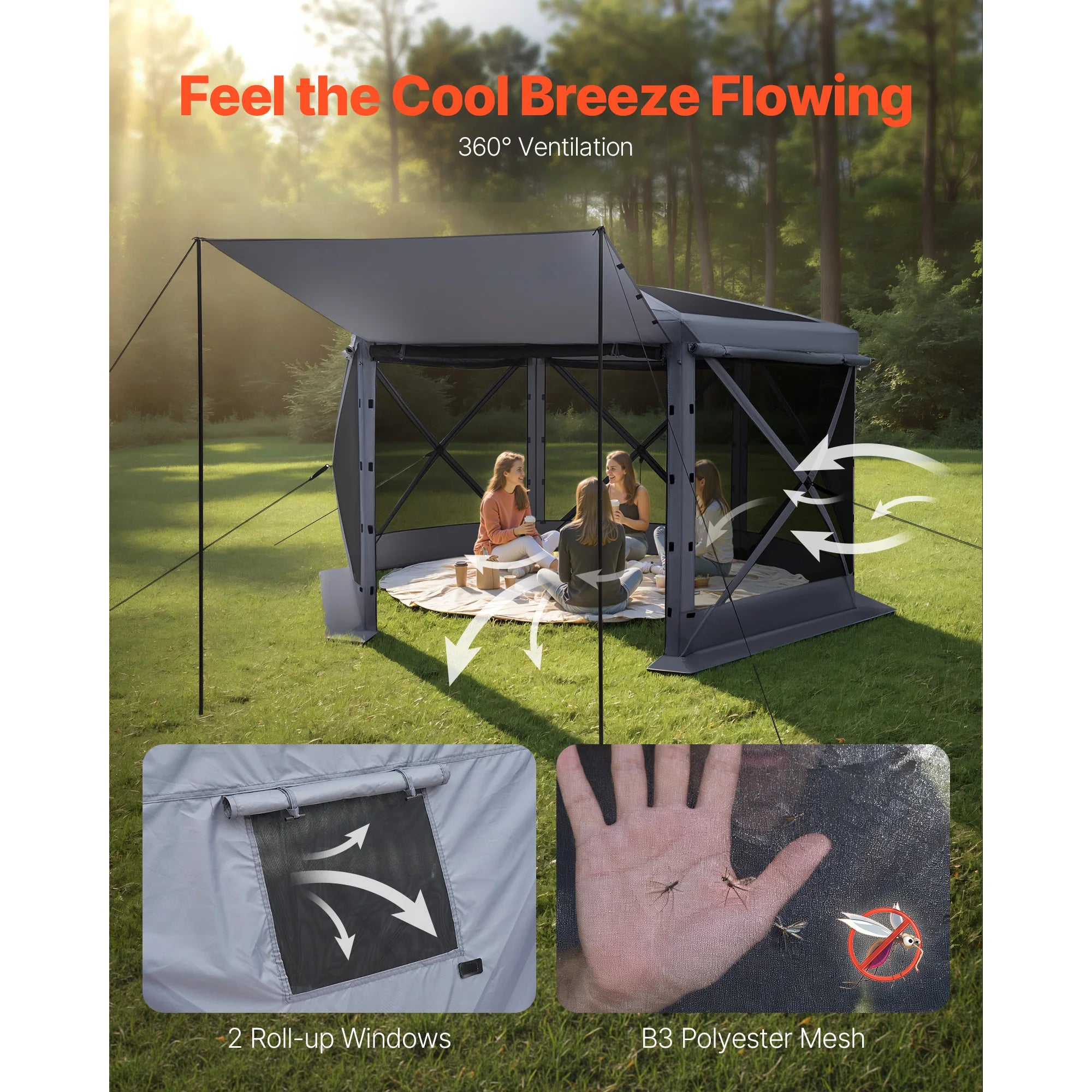SucceBuy Pop up Gazebo Screen Tent Large Camping Canopy