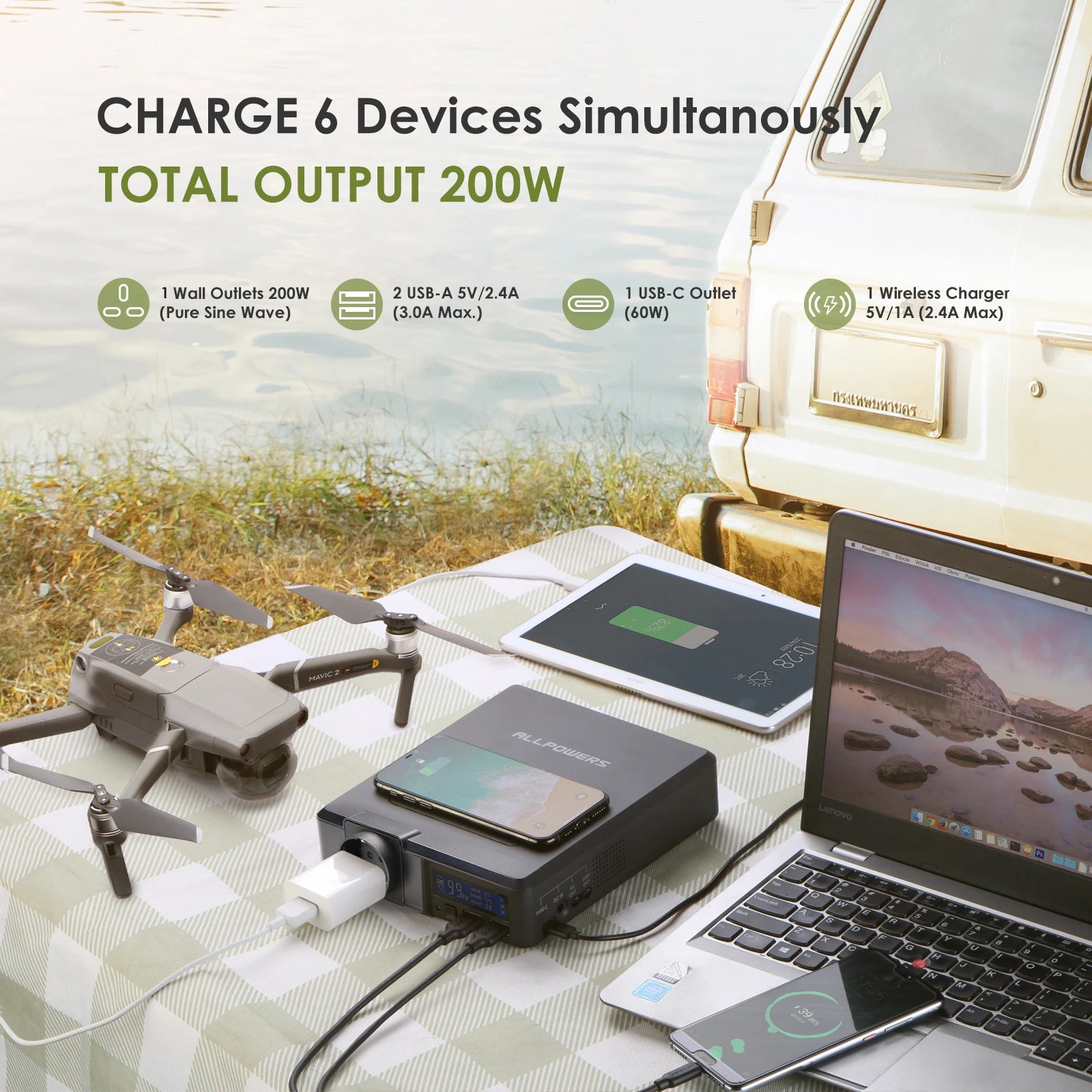 ALLPOWERS Solar Powerbank  Portable Powerstation with Solarpanel