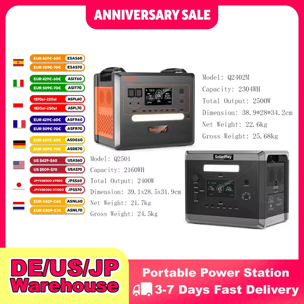 SOLARPLAY Q2501 Q2402M Portable Power Station Generator