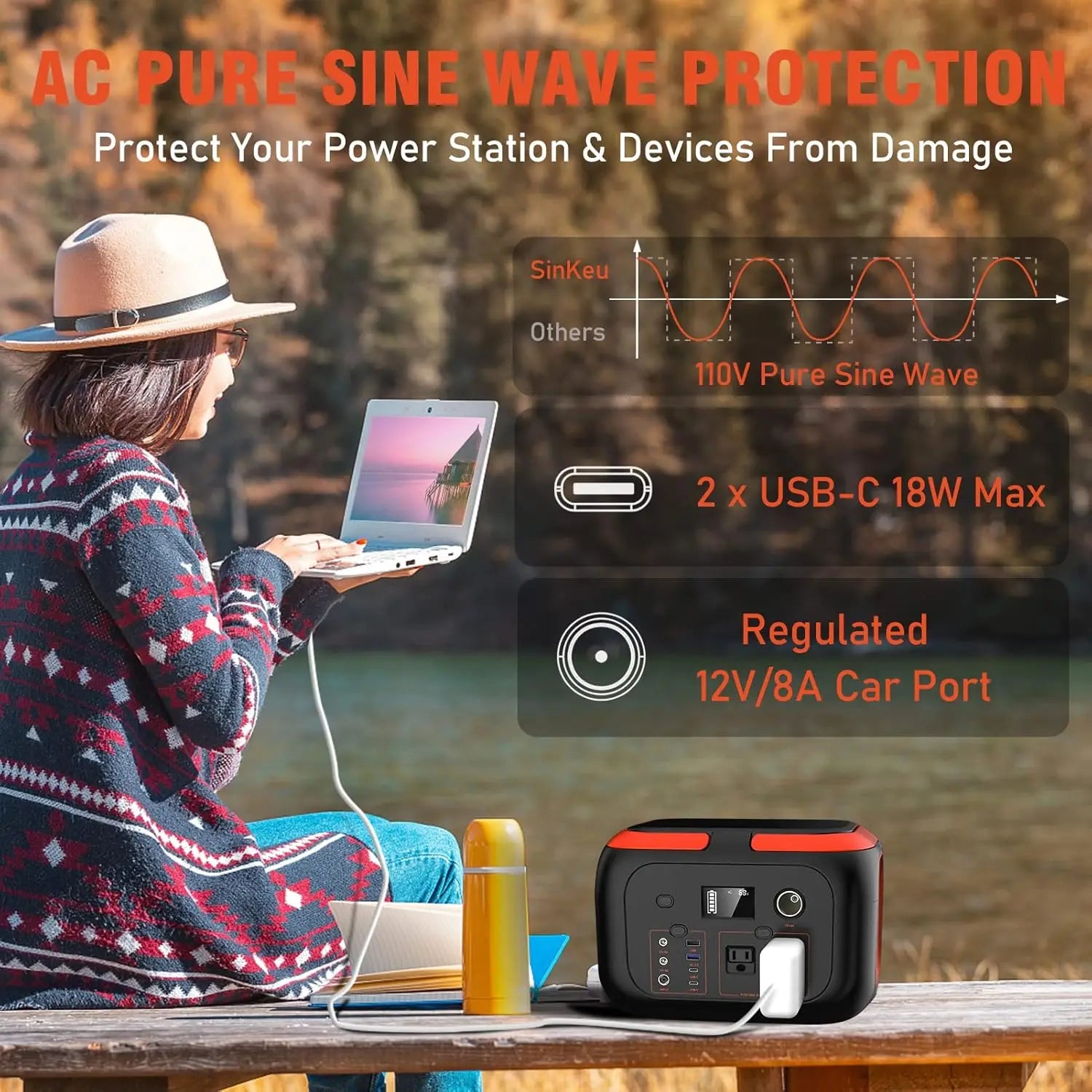 Portable Power Station 600W 296Wh/80000mAh