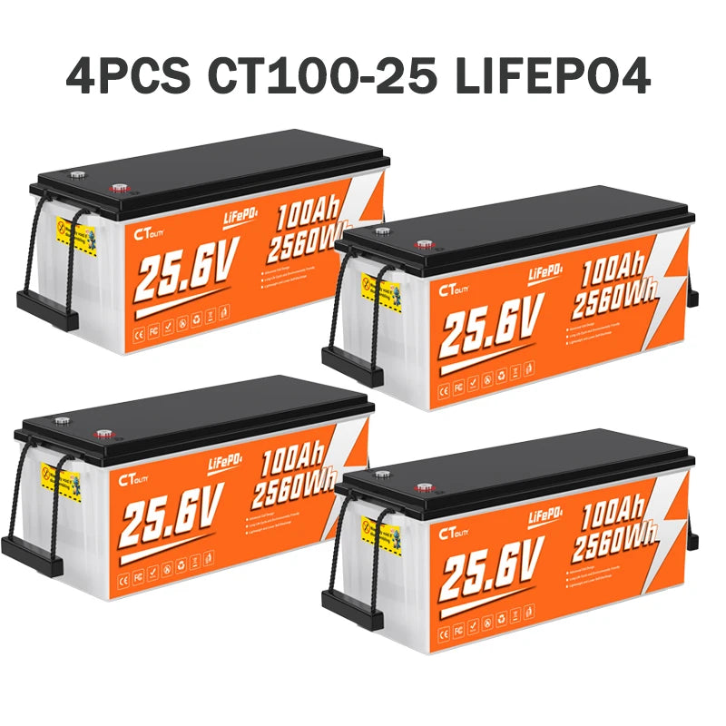 CTOLITY 25.6V 100AH LiFePo4 Battery Pack 2560Wh
