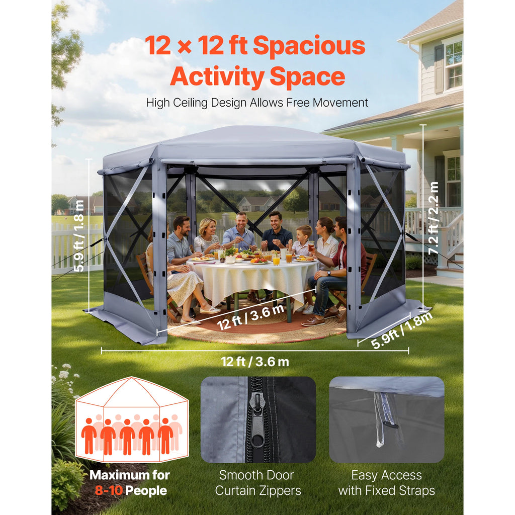 SucceBuy Pop up Gazebo Screen Tent Large Camping Canopy