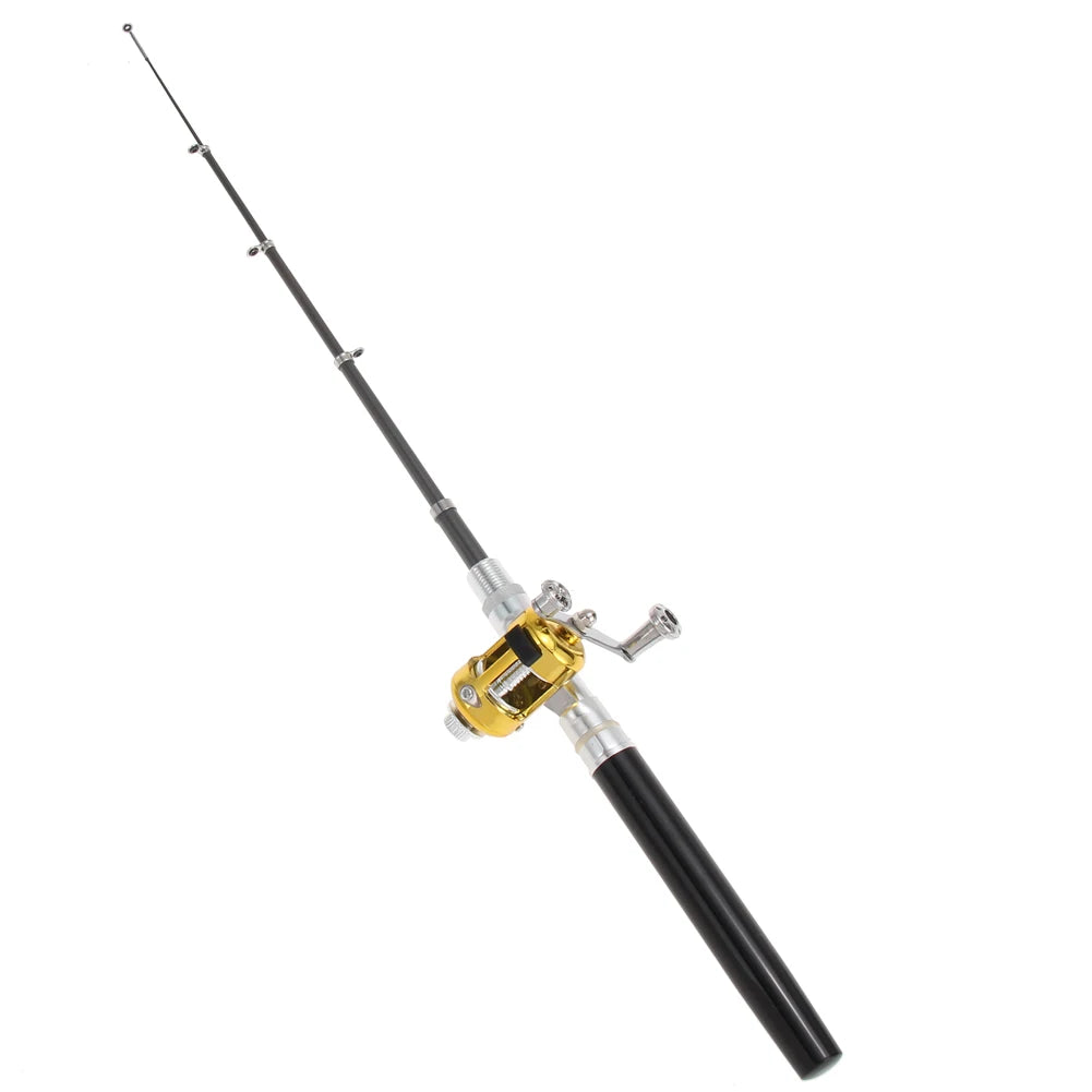 Aluminum Alloy Fishing Rod Pole Reel Multicolor Fishing Tool Pocket Fish Pen Mini Portable Pocket Fish Pen Shape
