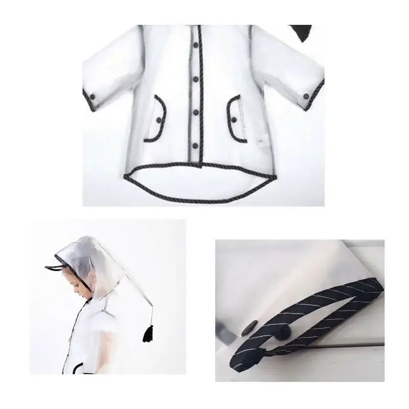 Kids Raincoat Waterproof Rain Poncho Clear