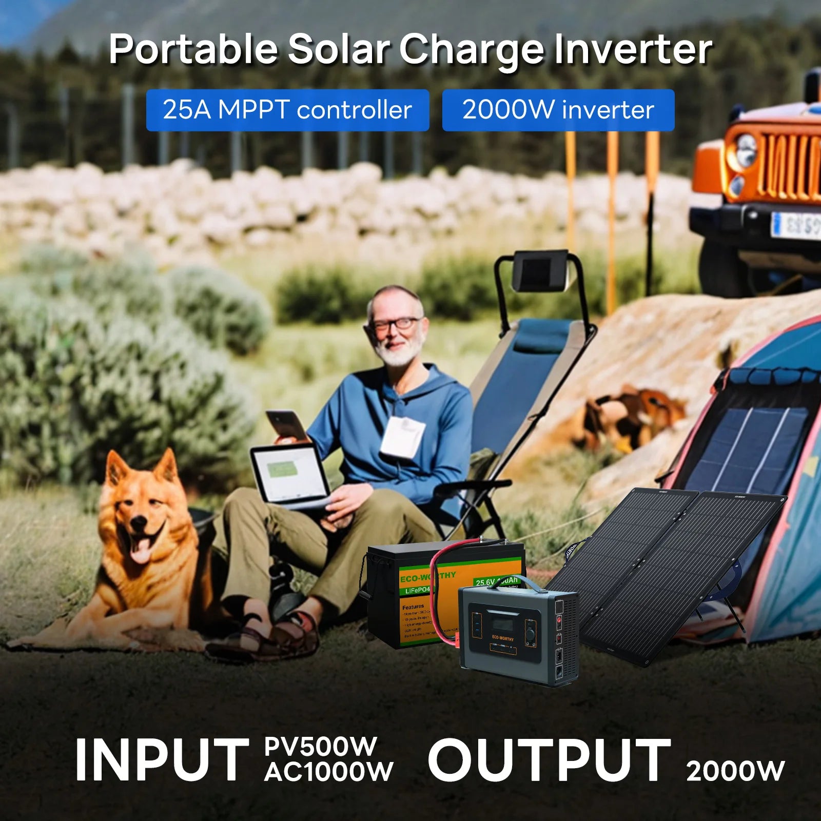 ECO-WORTHY 2000W Portable Inverter Charger 25A