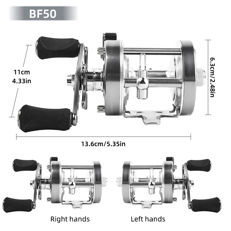 BILLINGS Trolling Drum Fishing Reels,20LB MaxDrag,4.2/5.2:1 GearRatio,CNC Aluminum Spool,6+1BB Smooth Right Hand Baitcaster Reel
